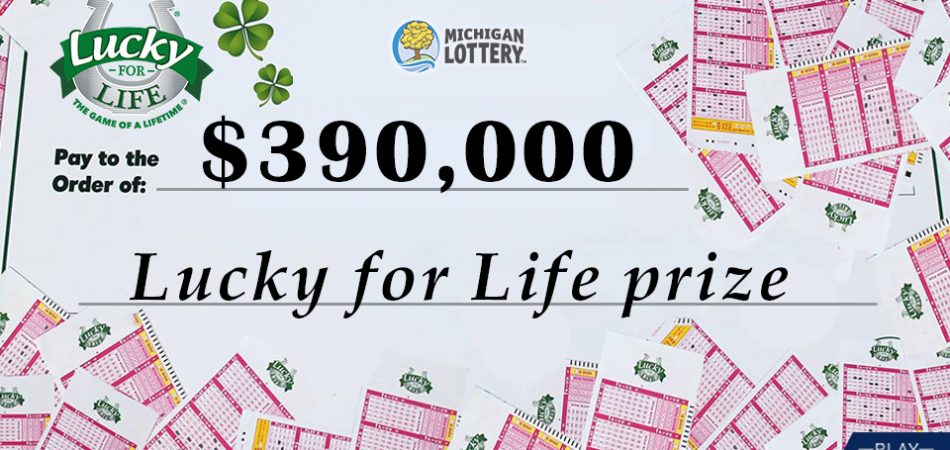Lucky for Life prize cheaque for $390,000 from the Michigan Lottery