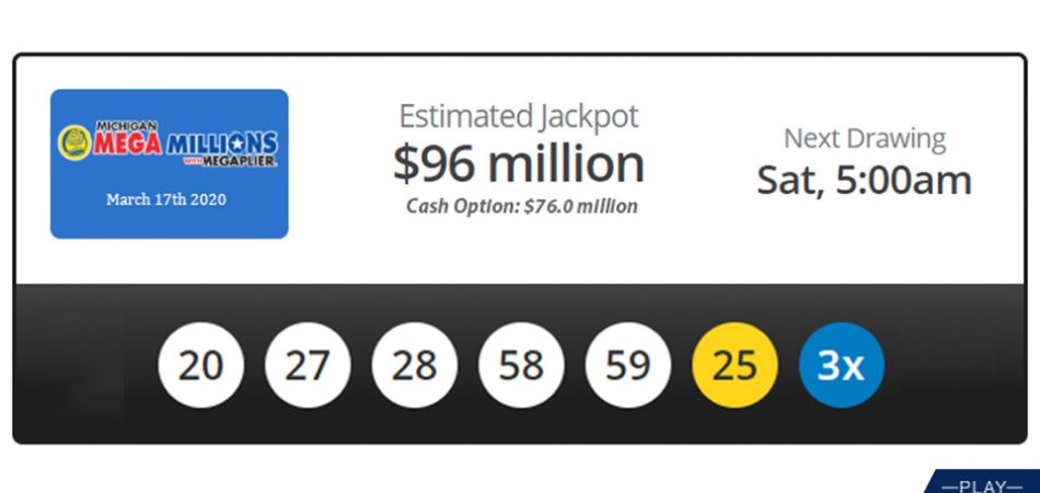 Jackpot winning numbers Mega Millions March 17th, 2020 | Play Michigan