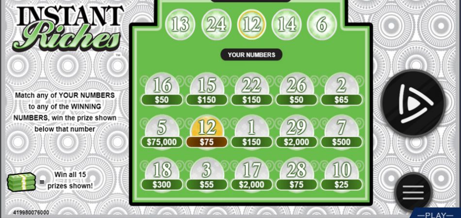 Michigan Lottery Instant Riches winning ticket